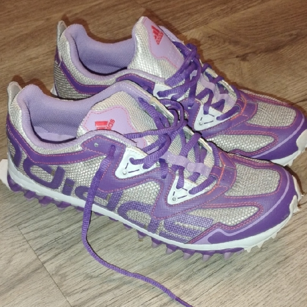Adidas Women's Purple and Silver Adiwear Sneakers Running Shoes Size 9.5